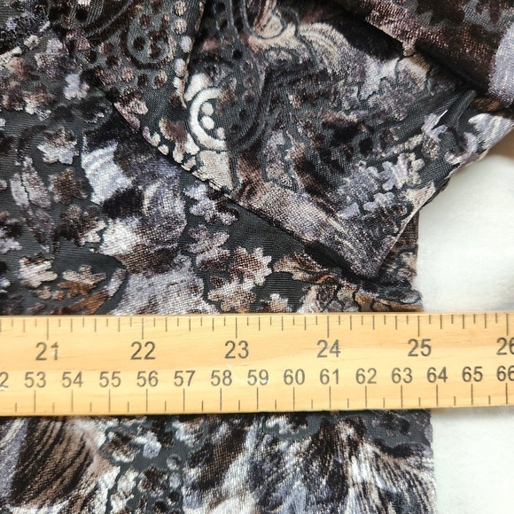 Catherines Top Size 2X‎ 22 24 Black Floral Paisley Velvet Burnout Blouse Womens - Picture 6 of 7